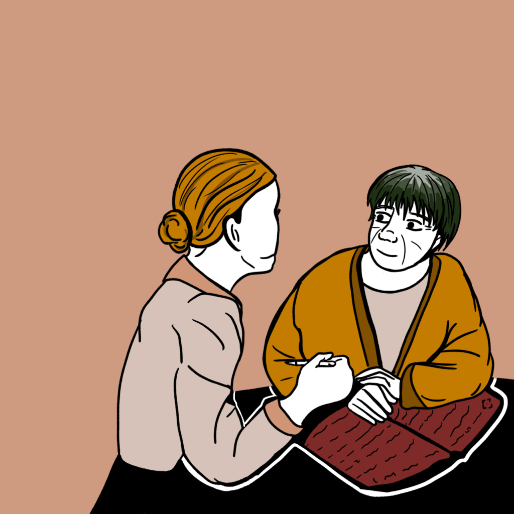 Illustration eines persönlichen Beratungsgesprächs